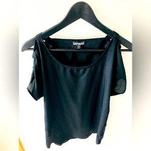 Black Express top with cut out sleeves